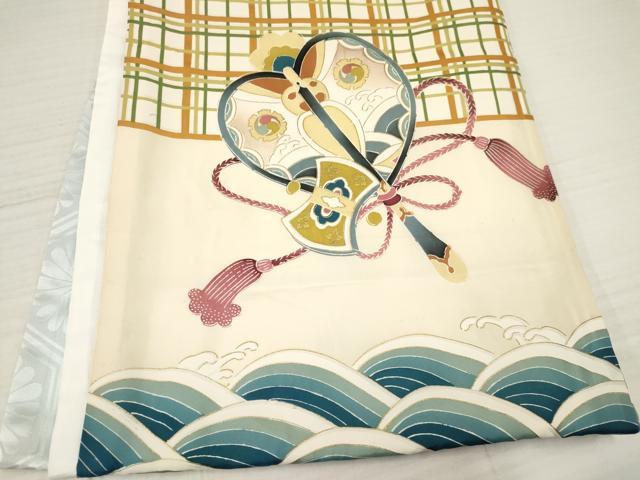平和屋着物[]お宮参り　男の子　祝着　産着　初着　のしめ　刺繍　鯉　鶴　宝船　金彩　逸品　DAAY3444ma