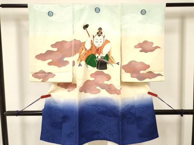 平和屋着物[]お宮参り　男の子　祝着　産着　初着　のしめ　手描き　駒刺繍　唐子　鍛冶　暈し染め　金彩　逸品　DAAY3445ma