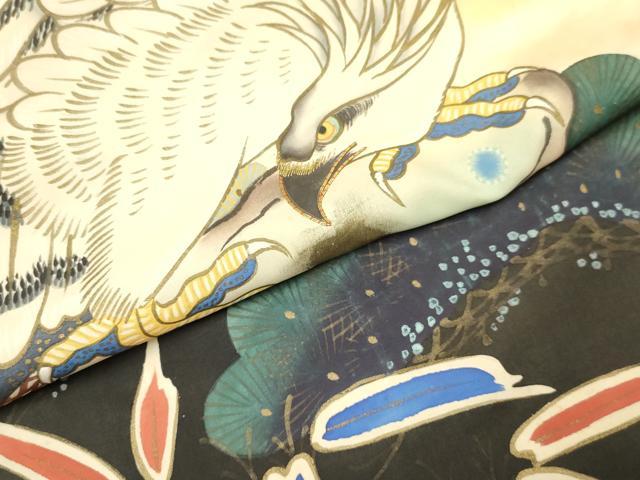 平和屋着物[]お宮参り　男の子　祝着　産着　初着　のしめ　駒刺繍　鷹　鷲　笹松文　暈し染め　金彩　逸品　DAAY3447ma