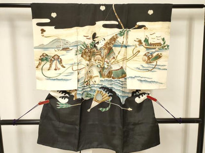 平和屋着物[]お宮参り　男の子　祝着　産着　初着　のしめ　刺繍　流鏑馬　金彩　逸品　DAAY3448ma
