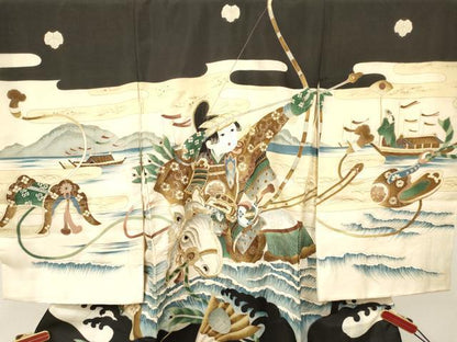 平和屋着物[]お宮参り　男の子　祝着　産着　初着　のしめ　刺繍　流鏑馬　金彩　逸品　DAAY3448ma