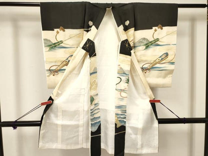 平和屋着物[]お宮参り　男の子　祝着　産着　初着　のしめ　刺繍　流鏑馬　金彩　逸品　DAAY3448ma