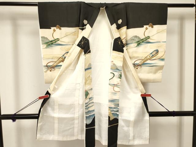 平和屋着物[]お宮参り　男の子　祝着　産着　初着　のしめ　刺繍　流鏑馬　金彩　逸品　DAAY3448ma