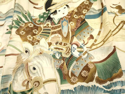 平和屋着物[]お宮参り　男の子　祝着　産着　初着　のしめ　刺繍　流鏑馬　金彩　逸品　DAAY3448ma