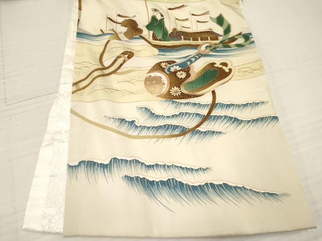 平和屋着物[]お宮参り　男の子　祝着　産着　初着　のしめ　刺繍　流鏑馬　金彩　逸品　DAAY3448ma