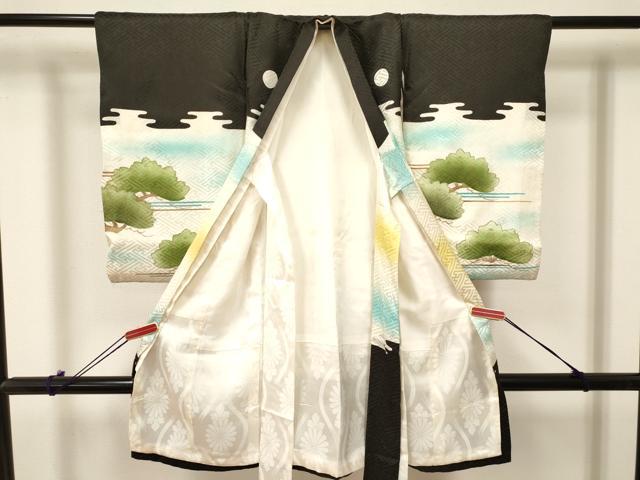 平和屋着物[]お宮参り　男の子　祝着　産着　初着　のしめ　刺繍　鷹　鷲　几帳松文　暈し染め　金彩　逸品　DAAY3449ma