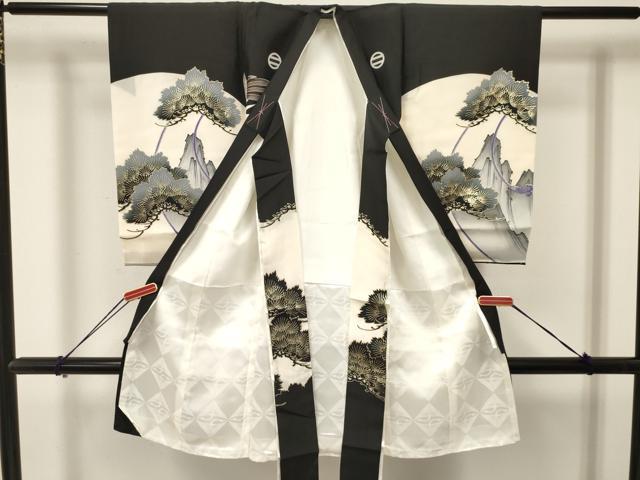 平和屋着物[]お宮参り　男の子　祝着　産着　初着　のしめ　駒刺繍　鷹　鷲　絵巻片輪車松文　金銀彩　逸品　DAAY3451ma