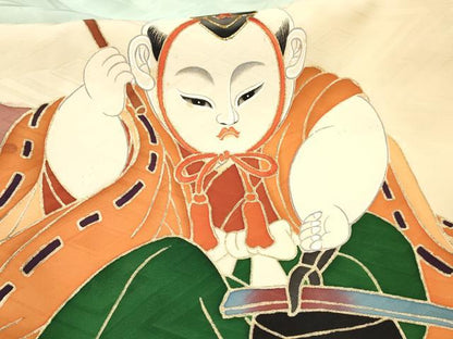 平和屋着物[]お宮参り　男の子　祝着　産着　初着　のしめ　駒刺繍　手描き　唐子　鍛冶　暈し染め　金彩　逸品　DAAY3452ma