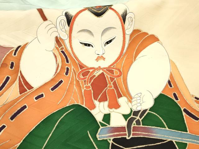平和屋着物[]お宮参り　男の子　祝着　産着　初着　のしめ　駒刺繍　手描き　唐子　鍛冶　暈し染め　金彩　逸品　DAAY3452ma