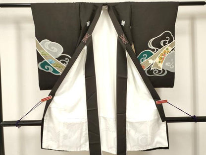平和屋着物[]お宮参り　男の子　祝着　産着　初着　のしめ　鷹　鷲　熨斗吉祥花唐草文　金銀彩　逸品　DAAY3456ma