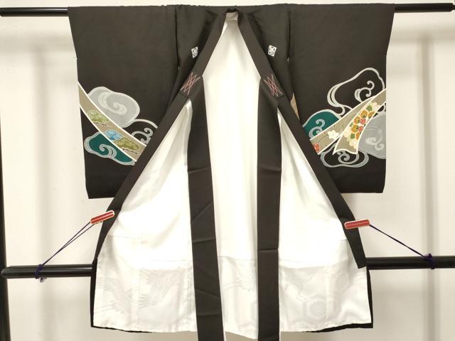 平和屋着物[]お宮参り　男の子　祝着　産着　初着　のしめ　鷹　鷲　熨斗吉祥花唐草文　金銀彩　逸品　DAAY3456ma
