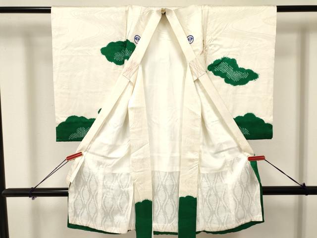 平和屋着物[]お宮参り　男の子　祝着　産着　初着　のしめ　駒刺繍　絞り　鷹　鷲　金彩　逸品　DAAY3457ma