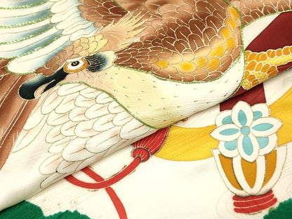 平和屋着物[]お宮参り　男の子　祝着　産着　初着　のしめ　駒刺繍　絞り　鷹　鷲　金彩　逸品　DAAY3457ma