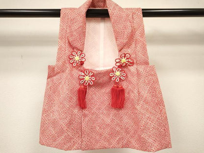 平和屋着物[]七五三　女の子　３歳　祝着　三つ身　長襦袢(単衣・半衿刺繍)・被布セット　鹿の子文様　DAAY3461ma