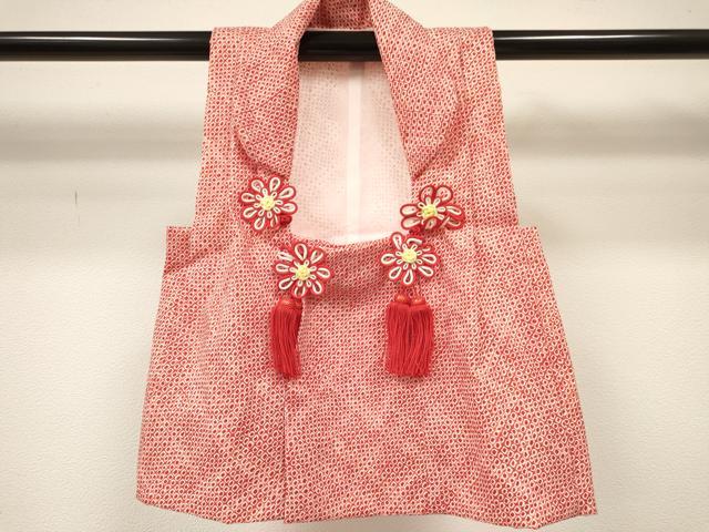 平和屋着物[]七五三　女の子　３歳　祝着　三つ身　長襦袢(単衣・半衿刺繍)・被布セット　鹿の子文様　DAAY3461ma