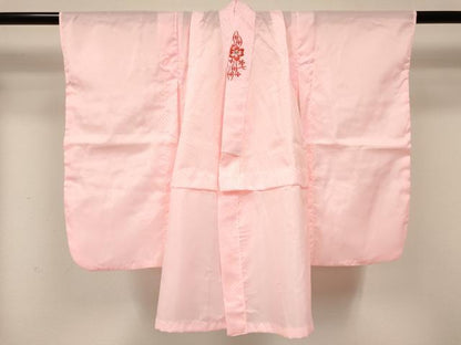 平和屋着物[]七五三　女の子　３歳　祝着　三つ身　長襦袢(単衣・半衿刺繍)・被布セット　橘　草花文　洗える着物　DAAY3462ma
