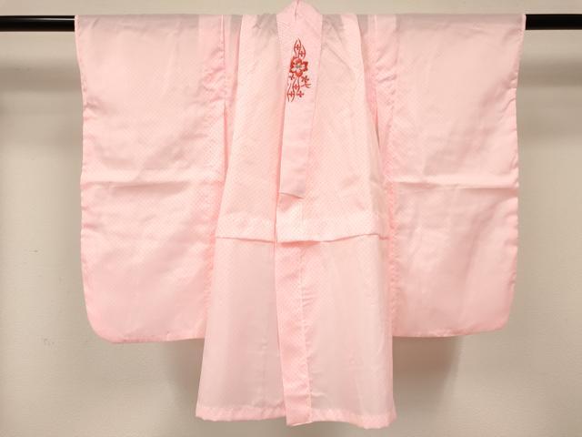 平和屋着物[]七五三　女の子　３歳　祝着　三つ身　長襦袢(単衣・半衿刺繍)・被布セット　橘　草花文　洗える着物　DAAY3462ma