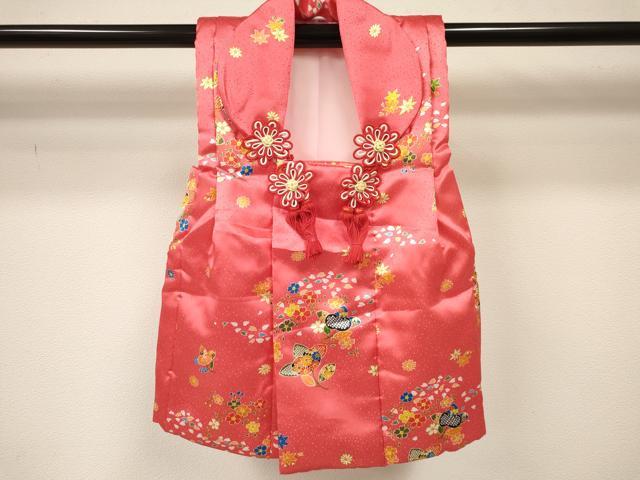 平和屋着物[]七五三　女の子　３歳　祝着　三つ身　長襦袢(単衣・半衿刺繍)・被布セット　橘　草花文　洗える着物　DAAY3462ma