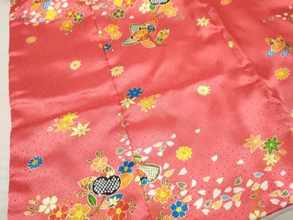 平和屋着物[]七五三　女の子　３歳　祝着　三つ身　長襦袢(単衣・半衿刺繍)・被布セット　橘　草花文　洗える着物　DAAY3462ma