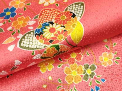 平和屋着物[]七五三　女の子　３歳　祝着　三つ身　長襦袢(単衣・半衿刺繍)・被布セット　橘　草花文　洗える着物　DAAY3462ma