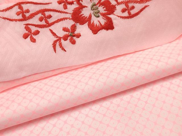 平和屋着物[]七五三　女の子　３歳　祝着　三つ身　長襦袢(単衣・半衿刺繍)・被布セット　橘　草花文　洗える着物　DAAY3462ma