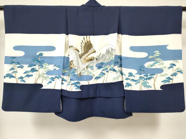 平和屋着物[]七五三　男の子　祝着・羽織・行灯袴セット　鷹　鷲　風景松文　金彩　DAAY3463ma