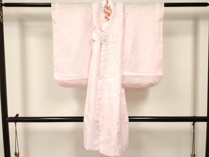 平和屋着物[]七五三　女の子　３歳　祝着　三つ身　長襦袢(袷・半衿刺繍)セット　雪輪舞蝶花車文　暈し染め　金彩　逸品　DAAY3468ma