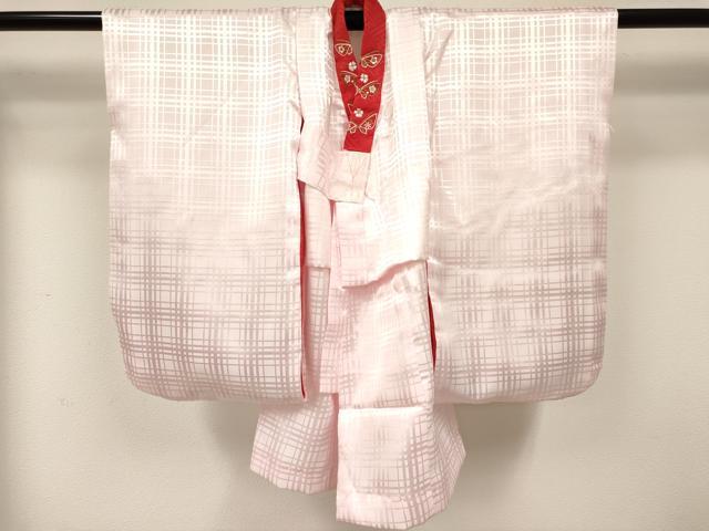 平和屋着物[]七五三　女の子　３歳　祝着　三つ身　長襦袢(袷・半衿刺繍)セット　鼓花文　暈し染め　金彩　逸品　DAAY3469ma