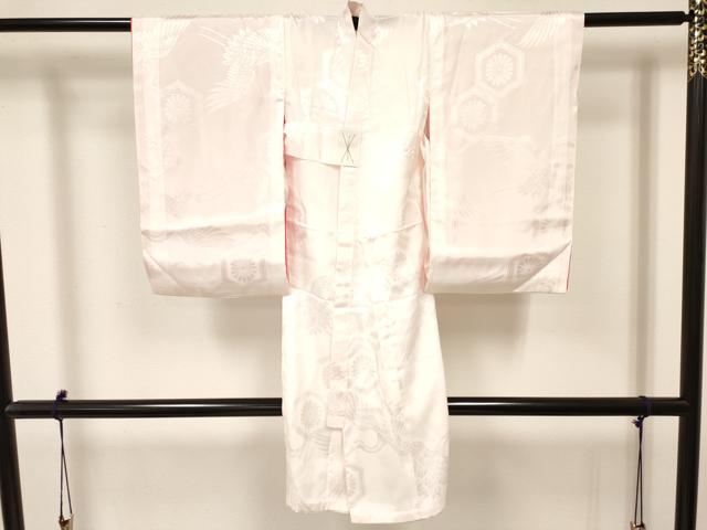 平和屋着物[]七五三　女の子　３歳　祝着　三つ身　長襦袢(袷)セット　鞠　糸車飛鶴花車文　暈し染め　金彩　逸品　DAAY3470ma