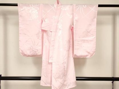 平和屋着物[]七五三　女の子　３歳　祝着　三つ身　長襦袢(単衣)セット　雪輪鳳凰花蝶文　暈し染め　金彩　逸品　DAAY3471ma