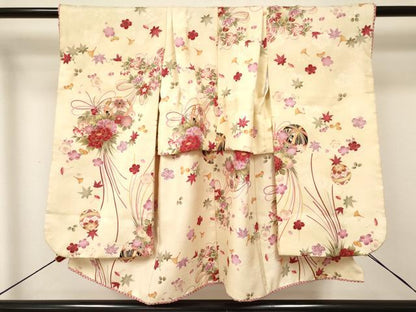 平和屋着物[]七五三　女の子　３歳　祝着　三つ身　長襦袢(単衣・半衿刺繍)セット　鞠花文　DAAY3472ma