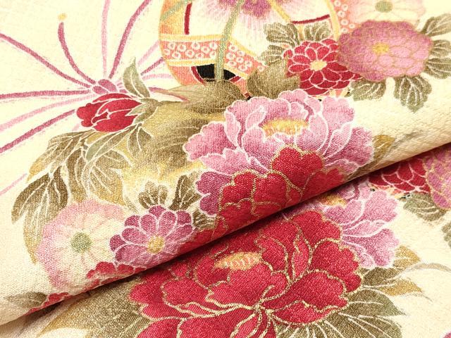 平和屋着物[]七五三　女の子　３歳　祝着　三つ身　長襦袢(単衣・半衿刺繍)セット　鞠花文　DAAY3472ma