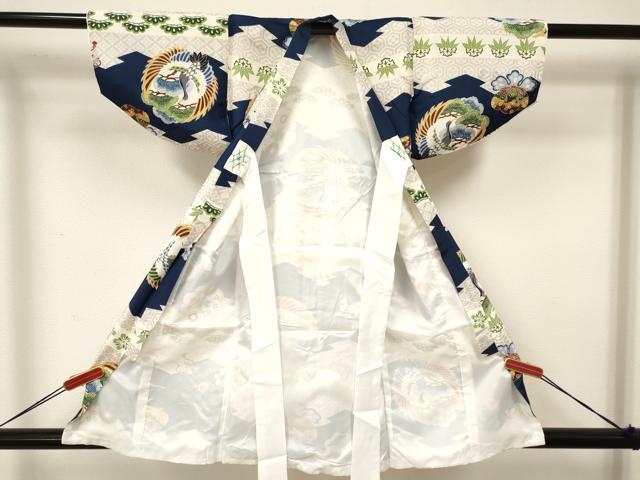 平和屋着物[]七五三　男の子　祝着・被布セット　飛鶴笹松文　逸品　DAAY3474ma