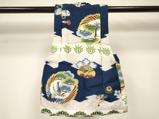 平和屋着物[]七五三　男の子　祝着・被布セット　飛鶴笹松文　逸品　DAAY3474ma