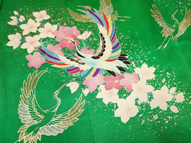 平和屋着物[]七五三　女の子　３歳　祝着　三つ身　長襦袢(袷)セット　飛鶴花文　暈し染め　金銀彩　逸品　DAAY3475ma