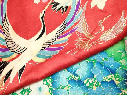 平和屋着物[]七五三　女の子　３歳　祝着　三つ身　長襦袢(袷)セット　飛鶴花文　暈し染め　金銀彩　逸品　DAAY3475ma