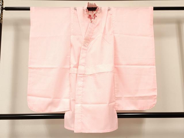 平和屋着物[]七五三　女の子　７歳　祝着　四つ身　襦袢(無双仕立て・半衿刺繍)セット　駒刺繍　御所車花文　金彩　逸品　DAAY3478ma