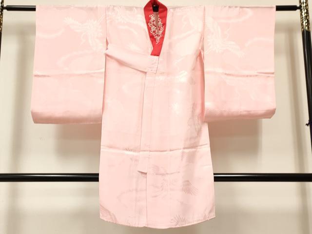 平和屋着物[]七五三　女の子　７歳　祝着　四つ身　長襦袢(袷・半衿刺繍)セット　飛鶴立波花文　金彩　逸品　DAAY3481ma