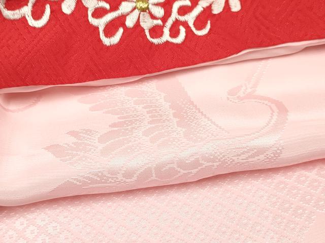 平和屋着物[]七五三　女の子　７歳　祝着　四つ身　長襦袢(袷・半衿刺繍)セット　飛鶴立波花文　金彩　逸品　DAAY3481ma