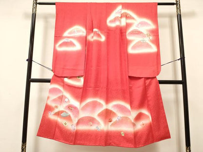 平和屋着物[]七五三　女の子　７歳　祝着　四つ身　刺繍　重ね山宝尽くし文　暈し染め　金銀彩　逸品　DAAY3484ma