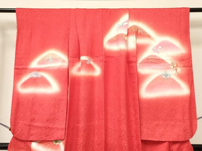 平和屋着物[]七五三　女の子　７歳　祝着　四つ身　刺繍　重ね山宝尽くし文　暈し染め　金銀彩　逸品　DAAY3484ma