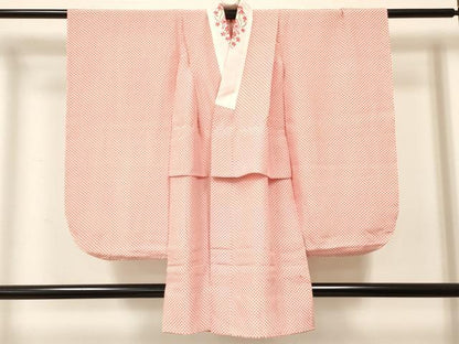 平和屋着物[]七五三　女の子　７歳　祝着　四つ身　長襦袢(無双仕立て)セット　駒刺繍　陶器牡丹花文　暈し染め　金糸　逸品　DAAY3485ma