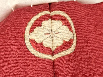 平和屋着物[]七五三　女の子　７歳　祝着　四つ身　草花地紋　蘇芳色　さが美扱い　逸品　未使用　DAAY3486ma