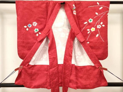 平和屋着物[]七五三　女の子　３歳　祝着　三つ身　刺繍　絞り　花車文　金糸　逸品　DAAY3492ma