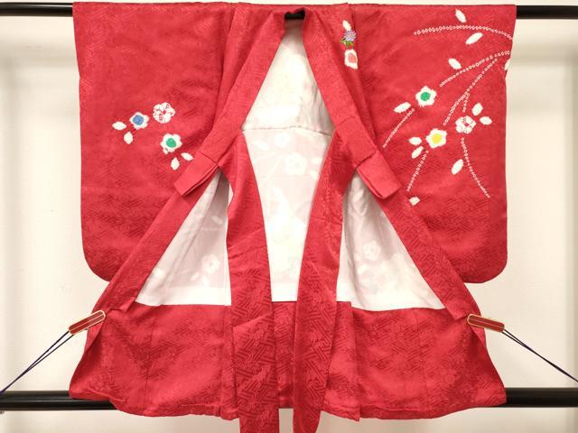 平和屋着物[]七五三　女の子　３歳　祝着　三つ身　刺繍　絞り　花車文　金糸　逸品　DAAY3492ma