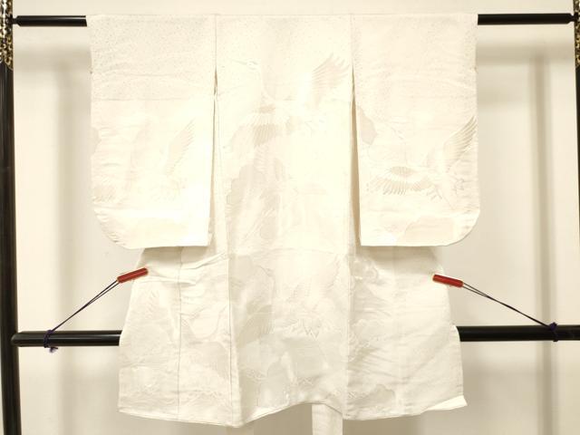 平和屋着物[]七五三　子供　男の子　祝着　飛鶴松地紋　白練色　逸品　DAAY3499ma