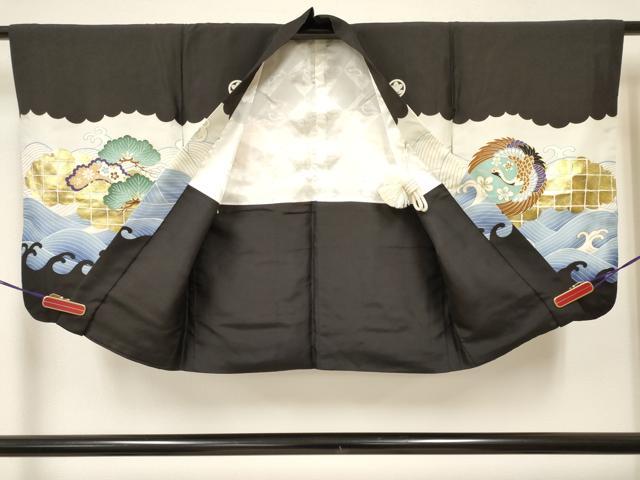平和屋着物[]七五三　子供　男の子　羽織　宝船　立波飛鶴松文　金銀彩　逸品　DAAY3500ma
