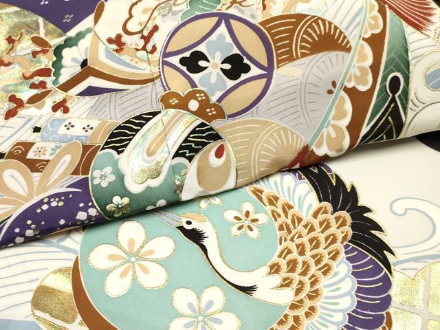 平和屋着物[]七五三　子供　男の子　羽織　宝船　立波飛鶴松文　金銀彩　逸品　DAAY3500ma