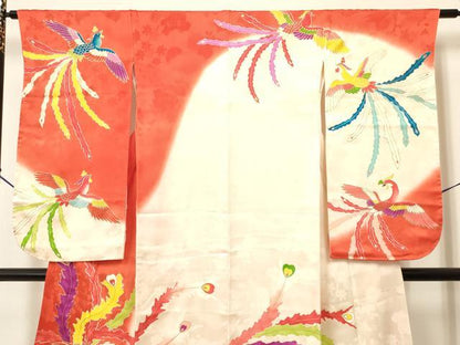 平和屋着物∵女の子 十三参り 子供 祝着 駒刺繍 鳳凰 暈し染め 金彩 逸品 DAAY3503ma