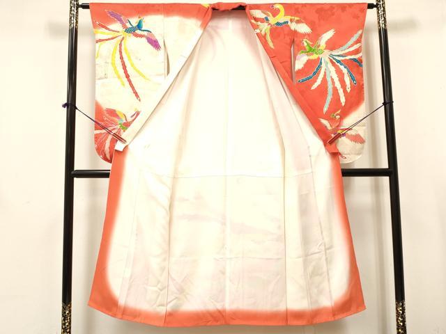 平和屋着物∵女の子 十三参り 子供 祝着 駒刺繍 鳳凰 暈し染め 金彩 逸品 DAAY3503ma